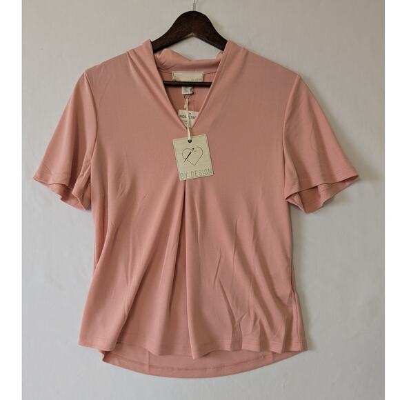 By Design Nordstrom Pink Rose V Neck Short Sleeves Top Size Small Modal New - Picture 1 of 8